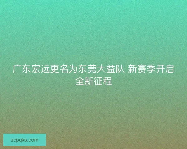 广东宏远更名为东莞大益队 新赛季开启全新征程